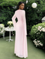 cheap Floor Length-Mermaid / Trumpet Mother of the Bride Dress Elegant Jewel Neck Floor Length Chiffon Crepe 3/4 Length Sleeve with Solid Color 2025
