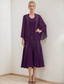 halpa Takin kanssa-Kaksiosainen A-linjainen mekko puku morsiamen äidin mekko elegantti vintage kimalteleva ja kiiltävä V-kaula-aukko tee-pituus sifonkia 3/4-pituiset hihat laskoksilla paljeteilla