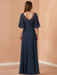 economico Lunghezza del pavimento-Abito A-Line Madre della Sposa Elegante Collo Gioiello Lunghezza Terra Chiffon Manica Mezza con Pizzo Colore Solido