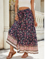 cheap Maxi Skirts-Women&#039;s Skirt A Line Swing Bohemia Fashion Casual Maxi High Waist Skirts Floral Print Micro-elastic Street Daily Red Navy Blue Green Summer Polyester