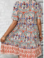 abordables Robe Boho de Vacances-Femme Mini robe Robe casual Robes bohème chic robe boheme Bohême Le style mignon Ethnique Vacances du quotidien Plage Ample Floral Graphic Manche Courte Col V Bleu Orange Eté Printemps