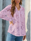 cheap Lace Tops-Women&#039;s White Elegant Lace Tops Eyelet Blouse Casual Solid Color Regular Tops Long Sleeve Shirt Collar Buttons Pocket Regular Fit Daily Romantic Petite Tops Summer Holiday Wear White Yellow Purple