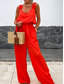 cheap Casual Jumpsuits-Women&#039;s Normal Jumpsuit Active Solid Color Sleeveless V Neck Pocket Vacation Daily Regular Fit Black White Red Summer