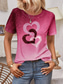 cheap Art&amp;Design tee-Women&#039;s T Shirt Heart Casual Short Sleeve Round Neck Regular Tops Daily Print Pink Blue Purple Summer
