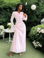 cheap Floor Length-Mermaid / Trumpet Mother of the Bride Dress Elegant Jewel Neck Floor Length Chiffon Crepe 3/4 Length Sleeve with Solid Color 2025