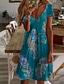 halpa Tulosta kukkamekot-Naisten Normaali EU / US-koko Midimekko Pitkähihainen Boho-mekko Kesämekko Tyylikäs mekko Tyylikäs Böömi Trooppinen Perhonen Loma Koti Työ Loose Fit Kukka Geometrinen Lyhythihainen V kaula-aukko