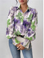 cheap Women&#039;s Graphic Tops-Women&#039;s Shirt Blouse Floral Elegant Ladies Stylish Long Sleeve Puff Sleeve Shirt Collar Regular Tops Work Daily Holiday Buttons Print Purple Green Spring Fall Winter