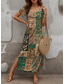 cheap T shirt Dresses-Women&#039;s Maxi Dress Casual Dress Boho Chic Dresses Maxi Dress Sundress Bohemia Cute Stylish Vacation Daily Beach Regular Fit Graphic Short Sleeve Crew Neck Green Summer Spring