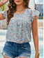cheap Floral tee-Women&#039;s T Shirt Floral Fashion Modern Casual Short Sleeve Crew Neck Regular Tops Daily Weekend Ruffle Print Light Blue Summer Spring