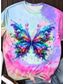 cheap Tie Dye&amp;Gradient tee-Women&#039;s T Shirt Butterfly Tie Dye Casual Short Sleeve Round Neck Regular Tops Daily Print Purple Summer