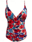 cheap One-pieces-Women&#039;s Swimwear One Piece Swimsuit Backless Tummy Control High Waist Slim Vacation Beach Wear Floral Graphic V Neck Sleeveless Bathing Suits