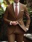 cheap Formal Suits-Men&#039;s Wedding Business Suits Brown Solid Colored 2 Piece Business Formal Standard Fit Single Breasted One-button 2024