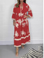 cheap Casual Floral Dresses-Women&#039;s Maxi Dress Casual Dress Boho Chic Dresses Boho Dress Bohemia Stylish Casual Vacation Daily Beach Loose Fit Graphic 3/4 Length Sleeve V Neck Black Red Green Beige Summer Spring
