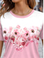 cheap Floral tee-Women&#039;s T Shirt Floral Casual Short Sleeve Round Neck Regular Tops Daily Print Pink Summer