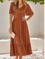 cheap Cocktail Dress-Women&#039;s Midi Dress Casual Dress Swing Dress A Line Dress Stylish Basic Casual Vacation Daily Regular Fit Plain Short Sleeve V Neck Light Green Red Summer Spring