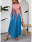 cheap Floral Dress-Women&#039;s Maxi Dress Casual Dress Vintage Vacation Regular Fit Floral Short Sleeve Crew Neck Blue Summer