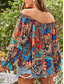 voordelige Vrouwen vakantie tops-Dames Overhemd Blouse Bloemig Stijlvol Casual Lange mouw Schouderafhangend Normale tops Dagelijks Blote rug Afdrukken Marine Blauw blauw Fuchsia Groen Zomer Lente