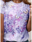 cheap Floral tee-Women&#039;s T Shirt Floral Animal Casual Short Sleeve Round Neck Regular Tops Daily Print Purple Summer Spring