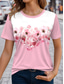 cheap Floral tee-Women&#039;s T Shirt Floral Casual Short Sleeve Round Neck Regular Tops Daily Print Pink Summer