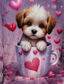 cheap Animals tee-Valentine&#039;s Day Women&#039;s T Shirt Dog Casual Short Sleeve Round Neck Regular Tops Daily Print Purple Summer