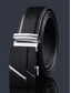 cheap Men's Belts-Men's Adjustable Black Leather Belt with Elegant Metal Buckle - Genuine Leather, Customizable Length, Perfect for Business Casual &amp; Wedding Occasions