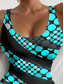 abordables Maillots de bain une pièce-Maillots de bain pour femmes Maillot de bain une pièce Monokini dos nu Contrôle du ventre Taille haute Slim Vacances Vêtements de plage Imprimé géométrique en U sans manches