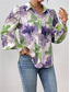 cheap Women&#039;s Graphic Tops-Women&#039;s Shirt Blouse Floral Elegant Ladies Stylish Long Sleeve Puff Sleeve Shirt Collar Regular Tops Work Daily Holiday Buttons Print Purple Green Spring Fall Winter