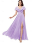 cheap Bridesmaid Dresses-A-Line Bridesmaid Dress V Neck Short Sleeve Elegant Floor Length Chiffon with Split Front 2022