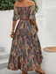 billiga Semester Boho Klänning-Dam Långklänning Maxiklänning A linjeklänning Sommarklänning Boho-klänning Elegant bohemliv Stylish Semester Dagligen Datum Normal Grafisk Kortärmad Över axeln Grön Mörkblå Sommar