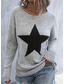 cheap Graphic Patterns &amp; Details-Women&#039;s Sweater Casual Soft Star Ribbed Crew Neck Knitted Long Sleeve Regular Tops Knit Outdoor Daily Weekend Gray Fall Winter