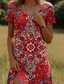 cheap Boho Dress-Women&#039;s Mini Dress Casual Dress Petite Dress T Shirt Dress Tee Dress Sundress Casual Vacation Casual Daily Regular Fit Floral Short Sleeve Crew Neck Black Red Navy Blue Green Summer