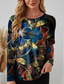 cheap Floral tee-Valentine Women&#039;s Pink T Shirt Floral Oil painting flowers Long Tops Long Sleeve Crew Neck Print Regular Fit Daily Black White Pink Blue Green Summer Spring Fall Winter