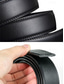 cheap Men's Belts-Men's Adjustable Black Leather Belt with Elegant Metal Buckle - Genuine Leather, Customizable Length, Perfect for Business Casual &amp; Wedding Occasions