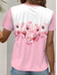 cheap Floral tee-Women&#039;s T Shirt Floral Casual Short Sleeve Round Neck Regular Tops Daily Print Pink Summer