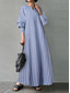 cheap Print Cotton &amp; Linen Dresses-Women&#039;s Maxi Dress Casual Dress Cotton Linen Dress A Line Dress Basic Casual Vacation Daily Regular Fit Stripe Long Sleeve V Neck Black White Blue Summer Spring