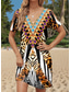 cheap Boho Dress-Women&#039;s Mini Dress Petite Dress T Shirt Dress Tee Dress Sundress Vintage Stylish Vacation Birthday Casual Regular Fit Leopard Short Sleeve V Neck Black Summer Spring