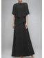 cheap Floor Length-A-Line Dress Mother of the Bride Dress Elegant Simple Crew Neck Floor Length Chiffon Half Sleeve with Lace Ruffles Tier