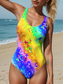 abordables Maillots de bain une pièce-Maillots de bain pour femmes Maillot de bain une pièce Imprimé papillon multicolore Sans manches Encolure arrondie Tissu extensible Mode de plage estivale Maillots de bain vibrants Disponibles en