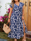 billiga Casual blommiga klänningar-Dam Långklänning Maxiklänning Vardagsklänning A linjeklänning Blommig klänning Sommarklänning Elegant Stylish Semester Dagligen Datum Normal Blommig Kortärmad V-hals Blå Sommar