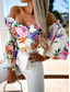 abordables Blusas Florales-Mujer Camisa Blusa Estampado Espalda al Aire Floral Elegante Casual Manga Larga Sin Tirantes Tops regulares Diario Negro Blanco Rojo Morado Verano Primavera