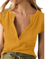 cheap Plain tee-Women&#039;s T Shirt Plain Fashion Modern Casual Short Sleeve Crew Neck Regular Tops Daily Weekend Buttons Yellow Blue Green Summer