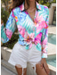 cheap Hawaiian Tops-Women&#039;s Shirt Hawaiian Casual Floral Leaf Regular Tops Long Sleeve Shirt Collar Buttons Print Regular Fit Daily Summer Holiday Clothes Beach Wear
