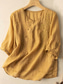 economico Camicie-Per donna Camicia Blusa Camicie di cotone e lino Tinta unica Elegante Casual Manica 3/4 Girocollo Top Regolari Quotidiano Ricamato Bottoni Giallo Rosso Viola Verde Estate Primavera
