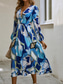 cheap Casual Floral Dresses-Women&#039;s Maxi Dress Casual Dress Swing Dress Boho Chic Dresses Bohemia Stylish Casual Vacation Daily Beach Loose Fit Floral Long Sleeve V Neck Pink Blue Summer Spring
