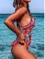 cheap One-pieces-Women&#039;s Swimwear One Piece Swimsuit Backless Tummy Control High Waist Slim Vacation Beach Wear Floral Graphic V Neck Sleeveless Bathing Suits