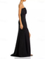 cheap Evening Dresses-Mermaid / Trumpet Evening Gown Elegant Dress Evening Party Black Tie Gala Sweep / Brush Train Sleeveless Sweetheart Wednesday Addams Family Cotton Blend Backless with Ruched Slit 2025