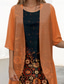 cheap Boho Dress-Women&#039;s Graduation Dress Midi Dress Two Piece Dress Set Shift Dress Chiffon Dress Elegant Vintage Tribal Print Half Sleeve Crew Neck Daily Orange Summer Spring Loose Fit
