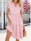 voordelige Witte jurk-Dames Maxi-jurk Katoenen jurk Stijlvol Basic Casual Vakantie Dagelijks Normale pasvorm Effen Korte mouw V-hals Blozend Roze Abrikoos Zomer