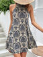 billiga Semester Boho Klänning-Dam Mini klänning Vardagsklänning Sommarklänning Boho-klänning Elegant Hawaiisk Stylish Semester Dagligen Datum Normal Blommig Ärmlös Halterneck Kaki Sommar