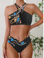 cheap Bikini Sets-Women&#039;s Swimwear Bikini 2 Piece Cheeky Swimsuit Backless Slim Vacation Beach Wear Graphic Halter Neck Sleeveless Bathing Suits